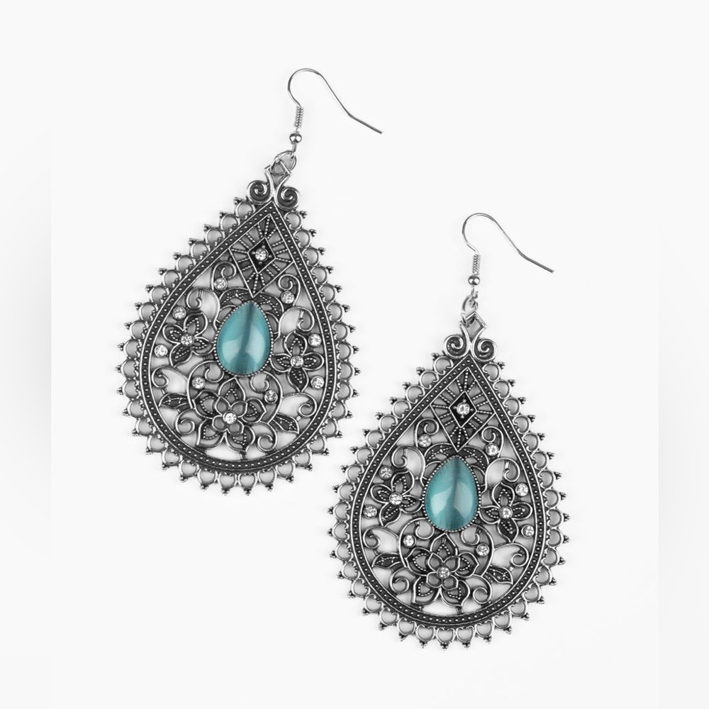 3 for $15 Paparazzi brand new bohemian western blue cats eye dangle earrings